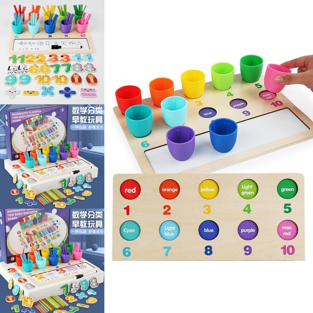 Early Education Number Math Magnetic Sticker Wooden Toy For Toddler Learning And Color Matching