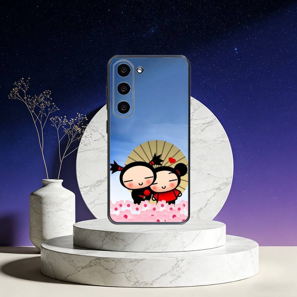 Pucca Cute Love Phone Case For Samsung Galaxy A73,A72,A71,A70,A53,A52,A51,Others Soft Black Cover