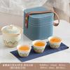 Ru Kiln Panda Tea Set New Chinese Retro Portable Tea Set One Pot Three Cups Hand Grab Pot Kung Fu Tea Set Gift