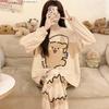 Milk Coffee Puppy Cartoon Pajamas Women's Spring and Autumn Plaid Long Suit Cotton Casual Can Be Worn Outside Women's Loungewear
