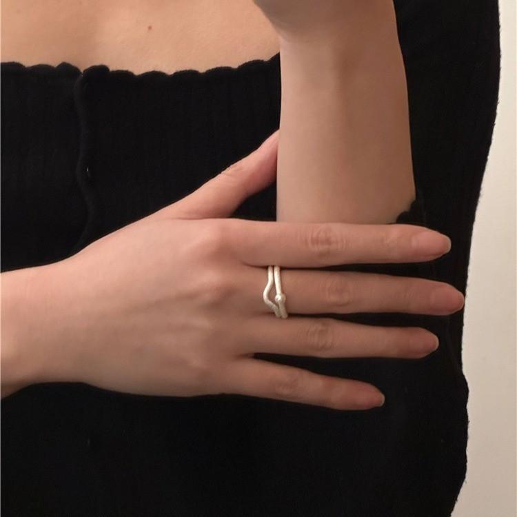 Elegant Korean Inspired 2024 Geometric Open Adjustable 925 Silver Ring For Women