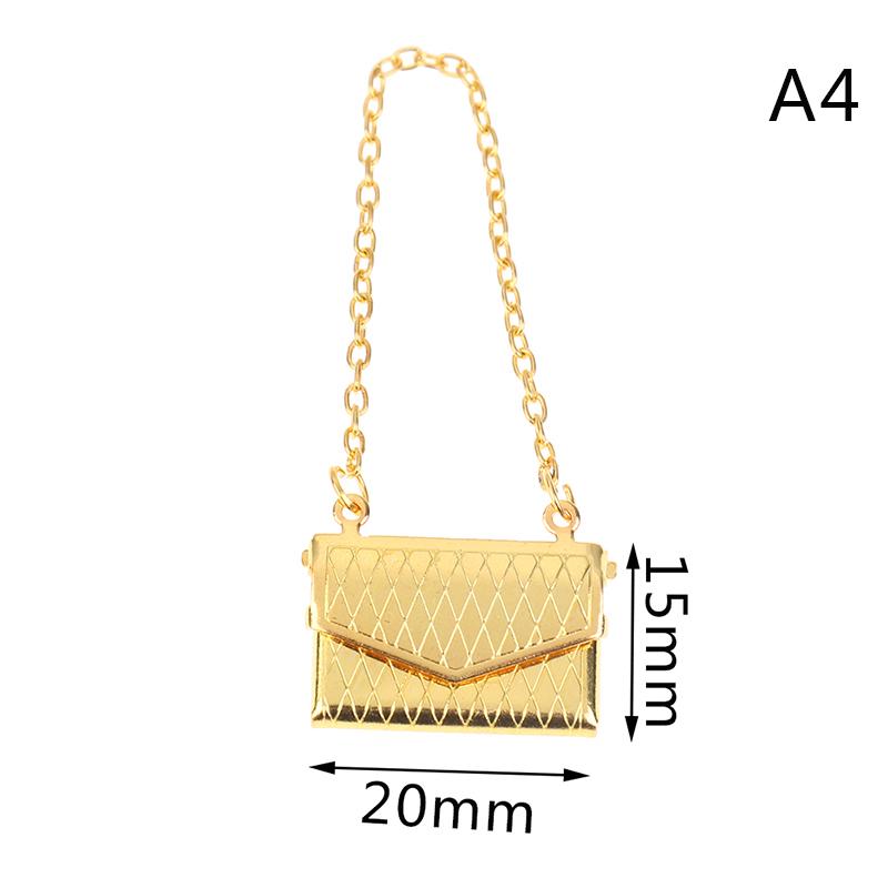

New 1/12 Doll Handbag Lady metal Bag Purse Accessories Dollhouse Kids Toy 2 Sizes золотой
