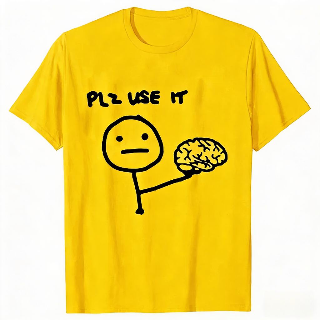 Funny Please Use This Your Brain Sarcasm men cotton TShirts Funny Graphic Y2k Tops Streetwear Short Sleeve