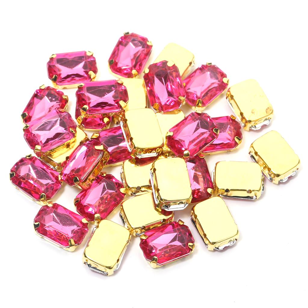 30pcs/lot Square Acrylic Rhinestone Beads Stainless Steel Gold Bottom Sew On Rhinestones For DIY Clothing Headwear Jewelry Decor