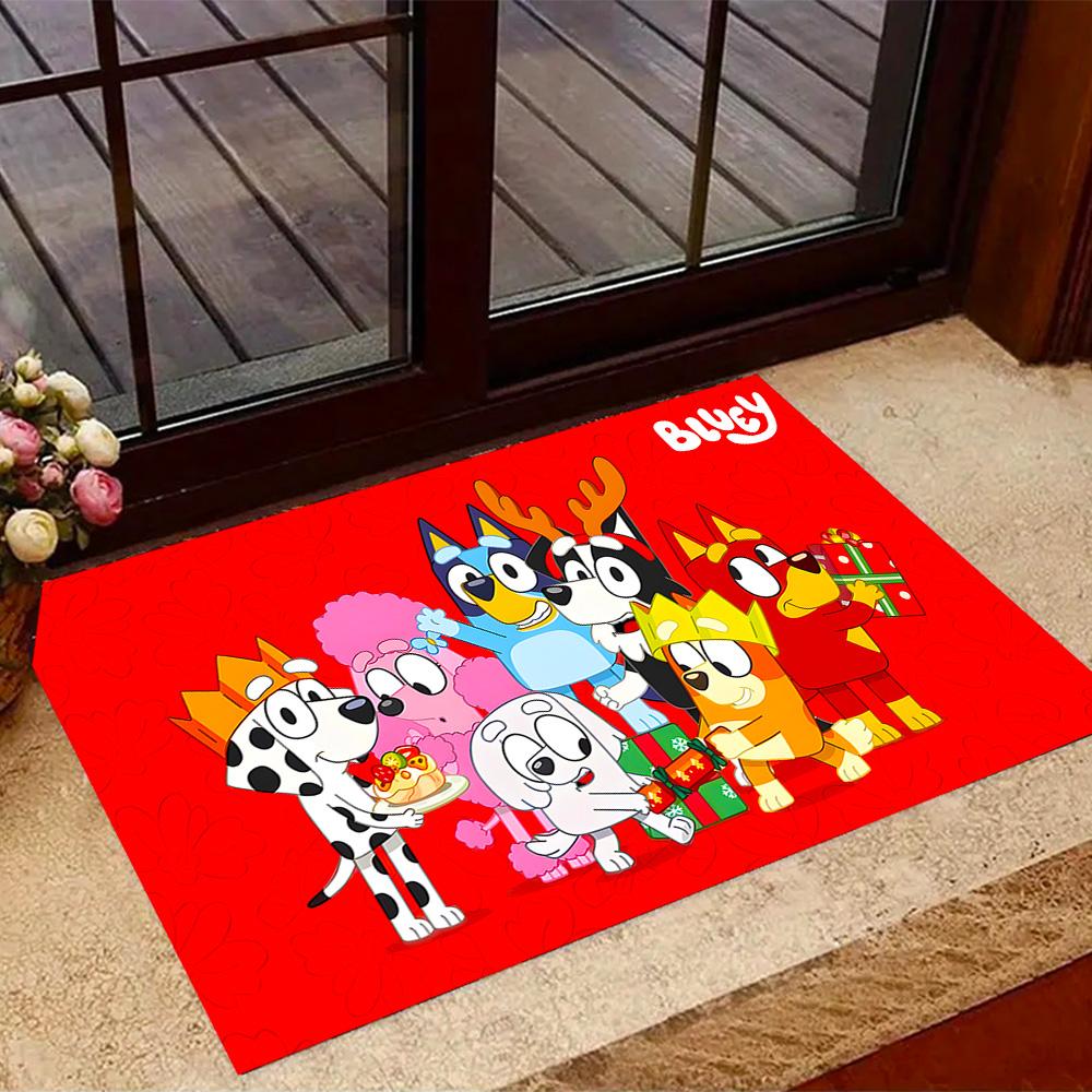 Tappeti Antiscivolo a Tema Amici Colorati di Bluey - Arredamento per la Casa in Poliestere, Adatti per Camere da Letto, Soggiorni, Ingressi, Studi e Decorazioni