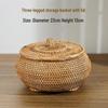 Rund Förvaringskorg i Flätad Rotting med Lock
