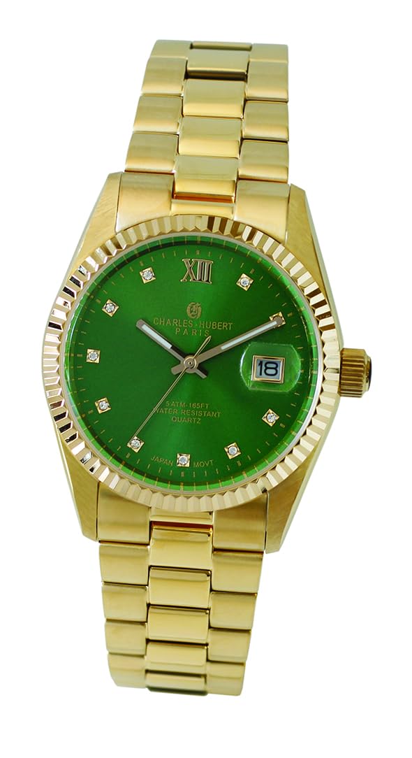 

Watch 3 Hand Date Gold [Charles Hubert] 4036-G Men s зелений
