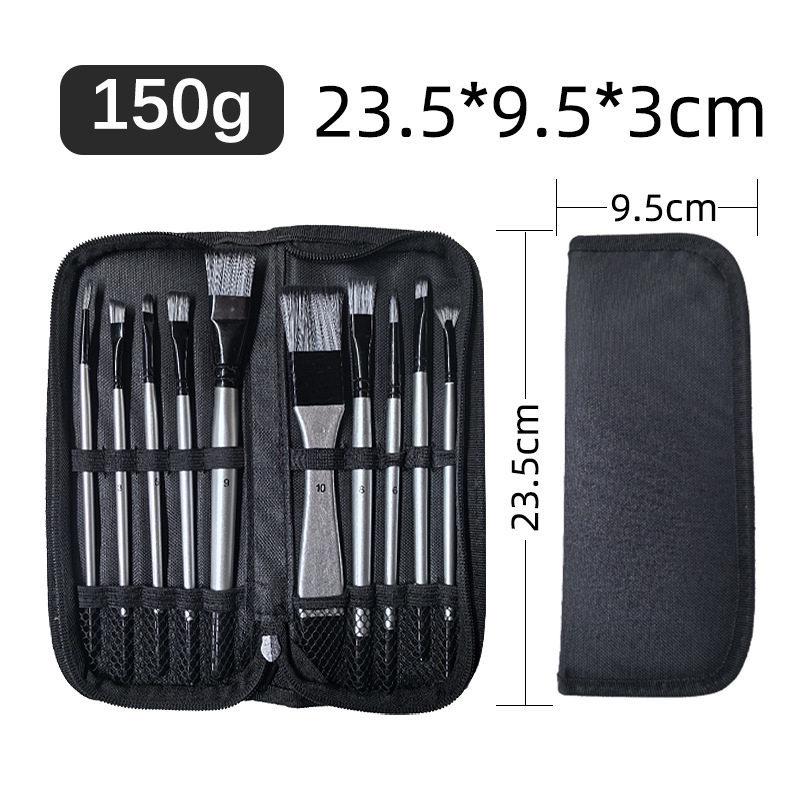 

24-Piece Canvas Brush Set – Nylon Brushes for Oil, Gouache, and Watercolor Painting 10 Brush Set (Canvas Roll) чёрный