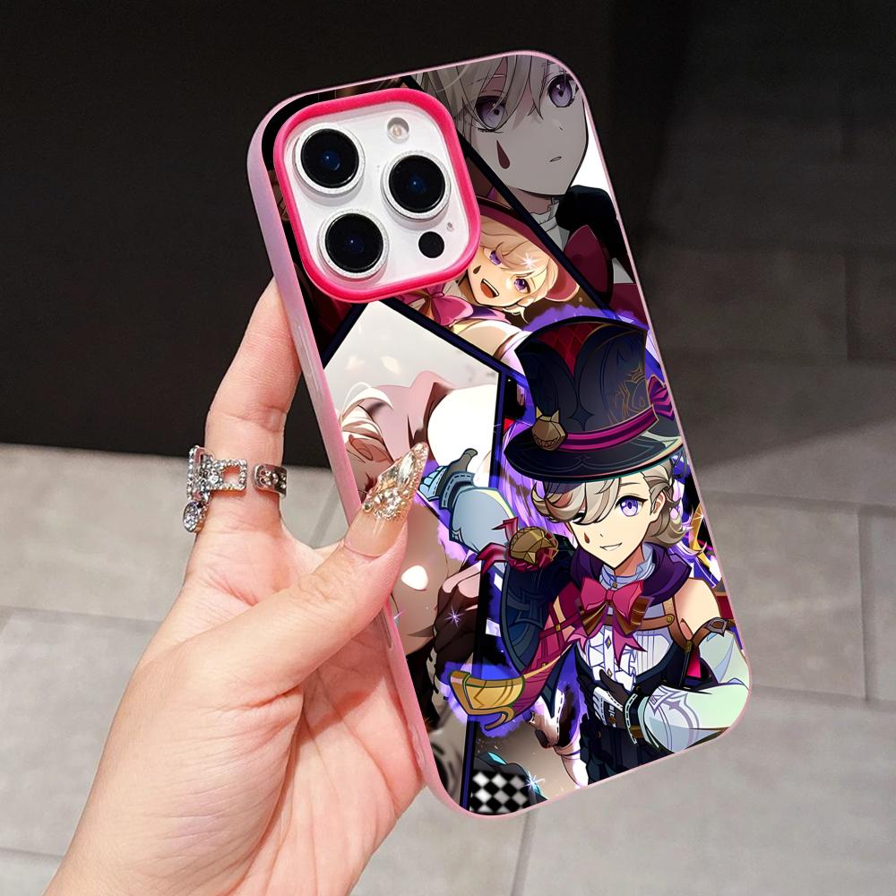

Game GI Lyney Jelly Double layer Rose Red Mobile Phone Case for iPhone 17 16 15 14 13 12 11 Air Pro Max Plus Protective iPhone 14 Pro Max