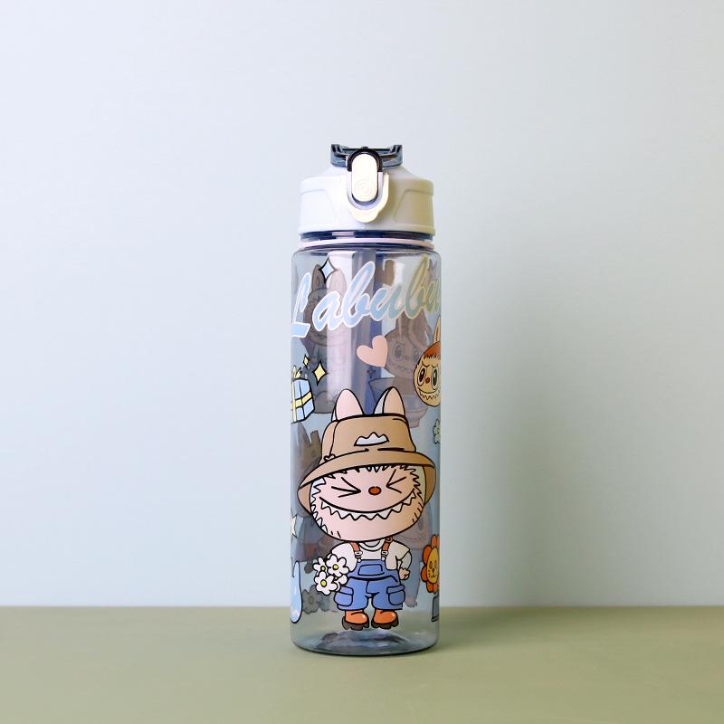 BPA-Free Visually Appealing Cartoon Water Bottle with Straw - Leak-Proof, Portable for Outdoor Sports, Fitness, Travel
