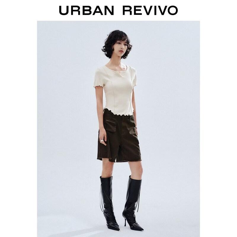 Women s Textured Ruffle Trim T-Shirt XL