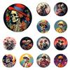 Retro Round Metal Tin Signs 2D Flat Funny Skull Decor Pattern Nostalgic Iron Painting Novelty For Cafe Bar Man Cave Wall Decor