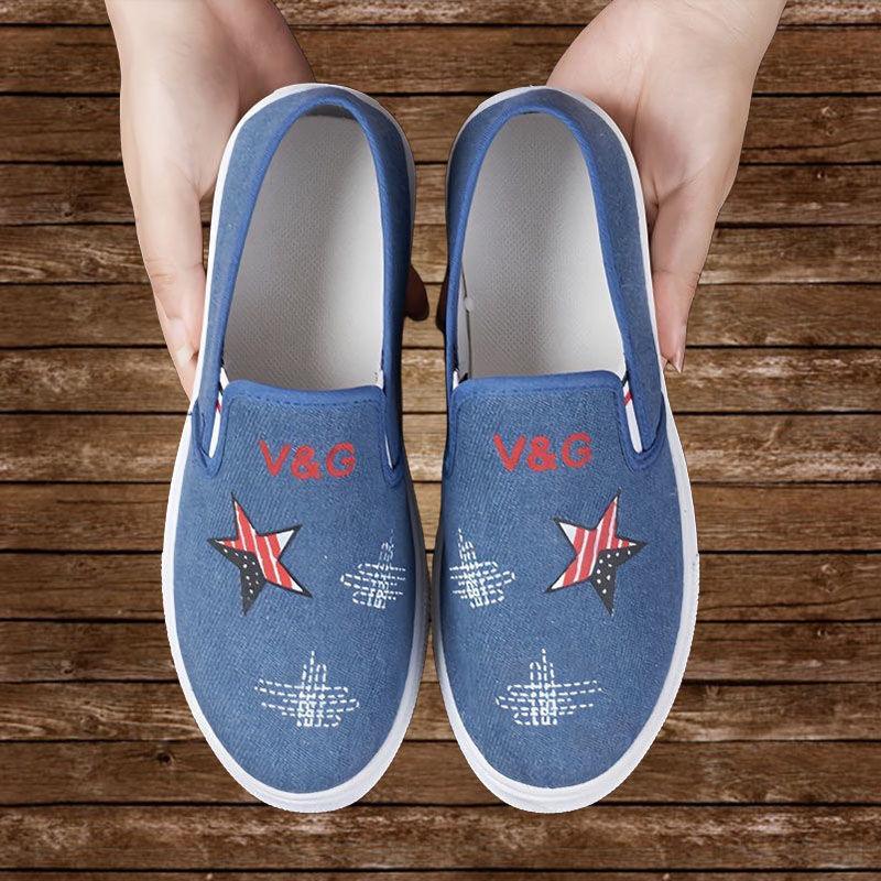 Весенне-осенние аутентичные тканевые туфли женские эластичные тканевые туфли нескользящие утолщенные парусиновые туфли износостойкие толстоподошвенные модные туфли для ходьбы 36 светло-синий