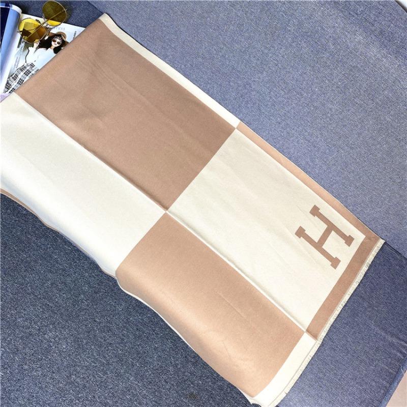 Cashmere Scarf Women's Winter Splicing Color Matching Air Conditioner Towel, Imitation Cashmere Thickened Shawl Warm Autumn and Winter Scarf