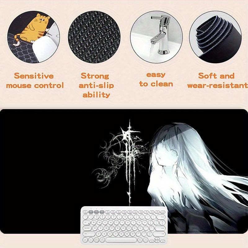 Tapis de Souris Fille Gothique Anime Nouveau Grand Antidérapant Caoutchouc Tapis de Bureau avec Bord Cousu Durable Lavable Tapis de Clavier pour Bureau Maison
