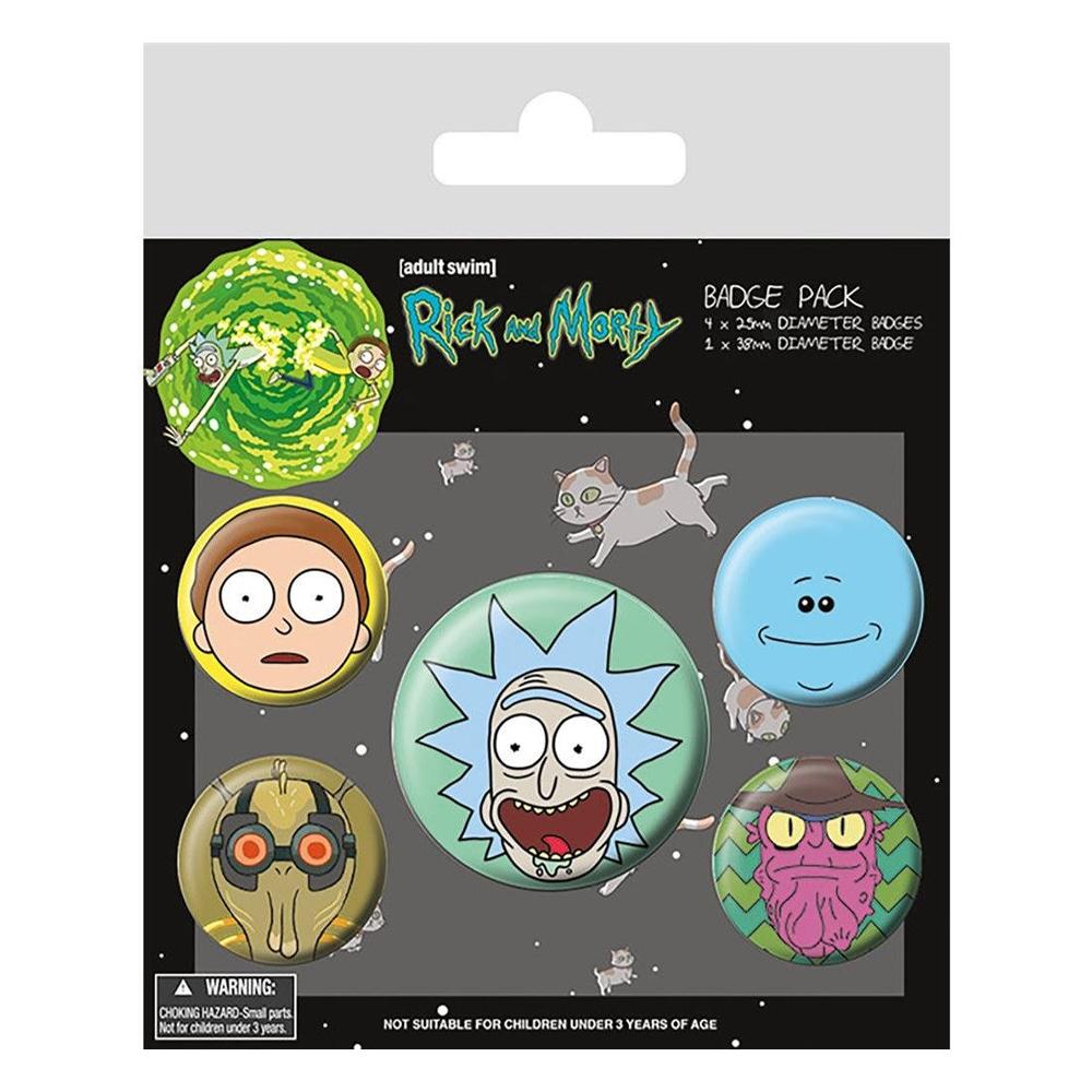 Rick And Morty Heads Badge (Pack of 5)