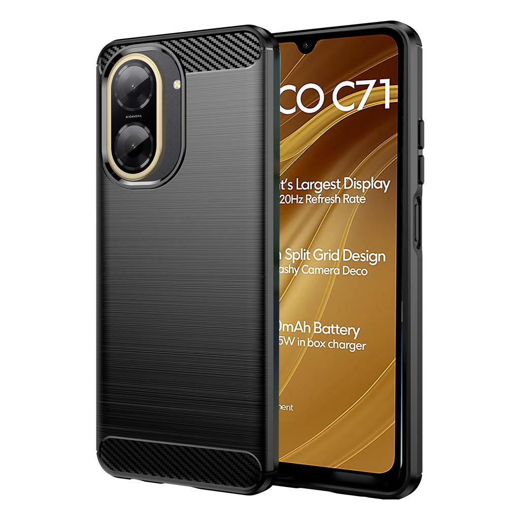 For Xiaomi Poco C71 4G Case Protective Phone Cover Carbon Fiber Texture Brushed