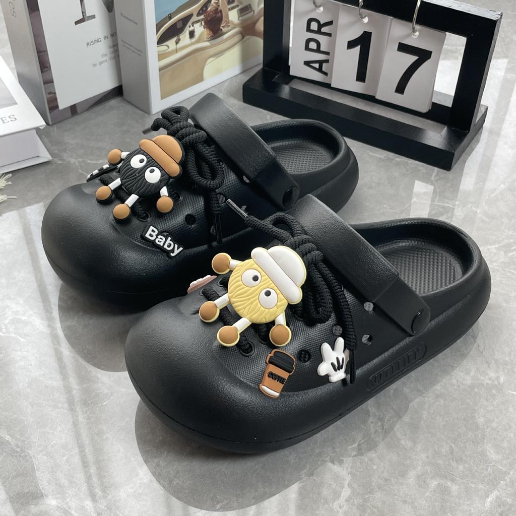 Hole shoes women's summer wear thick-soled non-slip cartoon coal balls beach bag head women's sandals hole shoes