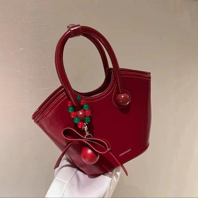 Sac rouge portable d'été pour femme 2024 nouveau tendance coréen sac panier à légumes polyvalent sac bandoulière messager sac seau