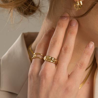 Kink Hollow Open Ring Stainless Steel Gold Plated Fashion Titanium Steel Ring Female
