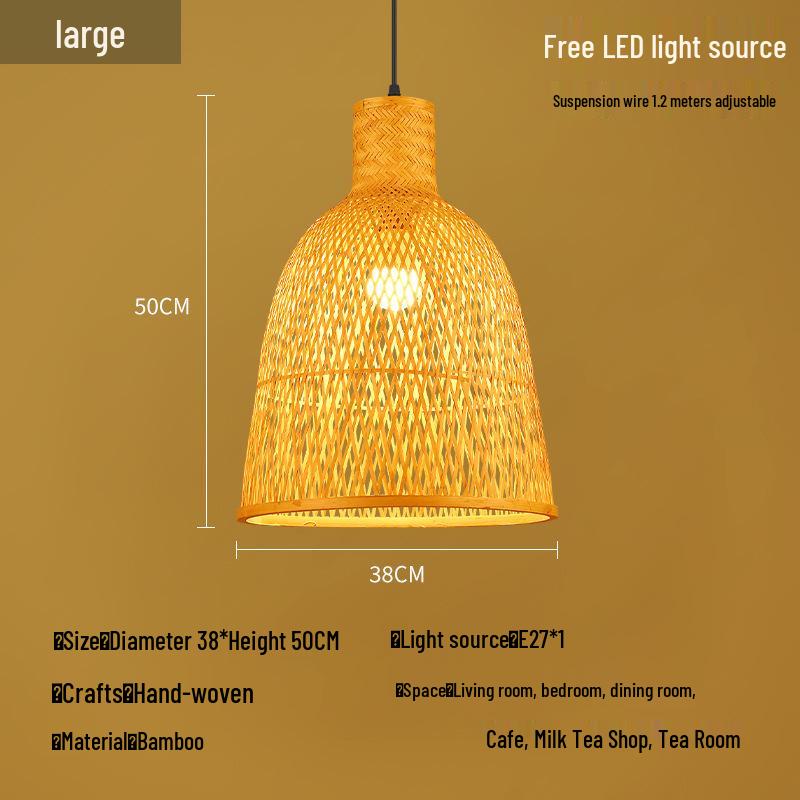 A8L Bamboo Pendant Lamp: New Chinese Zen Style, Rattan Woven Design, Ideal for Tea Rooms, Dining Areas & Teahouses with Japanese Antique Touch.