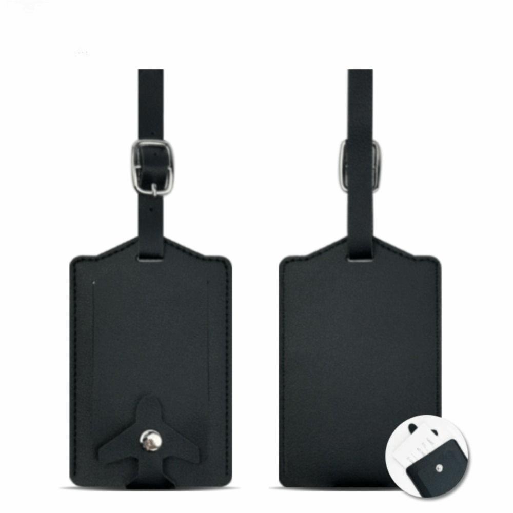 Durable PU Leather Luggage Tag Airplane Buckle Thickened Suitcase Label Flip Cover Anti Lost Boarding Pass Luggage