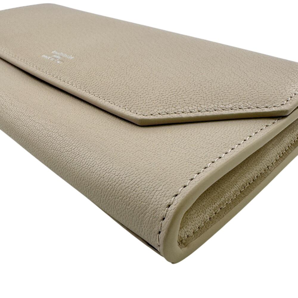 Balenciaga 736732 Continental Wallet Leather Envelope Purse Beige Leather Women Used