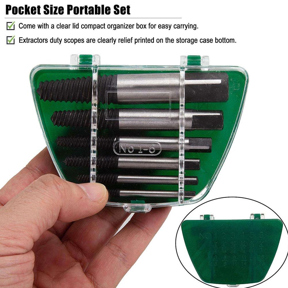 5/6 Pcs Spiral Screw Extractor Set, Easy Out Broken Bolt Extractor for Removing Rounded-Off, Damaged Screws, Broken Bolts, Studs