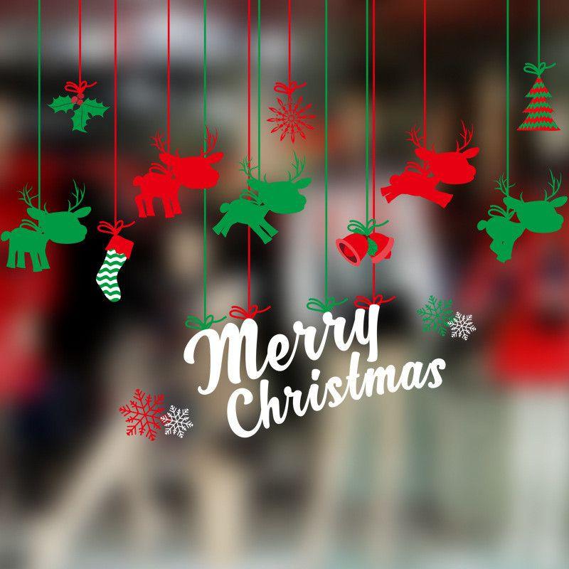 Christmas Merry Window Stickers Xmas New Year Decor Decals Santa Reindeer Claus