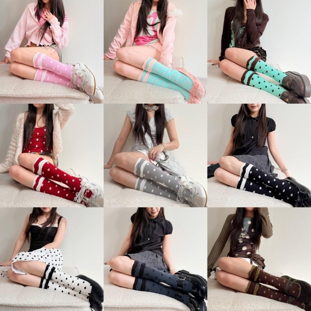 Elastic Polka Dot Socks Breathable Calf Socks Sweet Colorful Socks Daily Wear