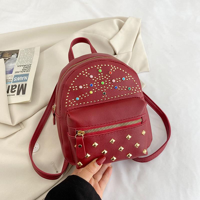 Fashion Rivet Pearl Shoulder Women's Bag Summer Versatile Multifunctional Large Capacity Light Luxury Backpack