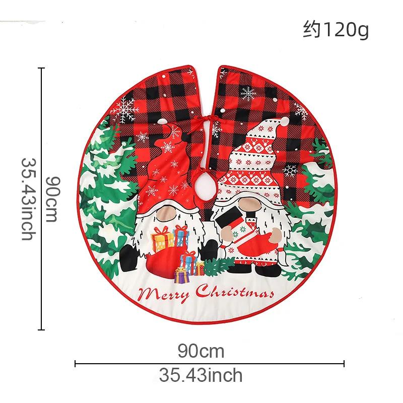 90CM Round Christmas Tree Skirt Elk Snowman Mat Christmas Decoration Parlor Carpet Home Decorations Christmas Tree Foot