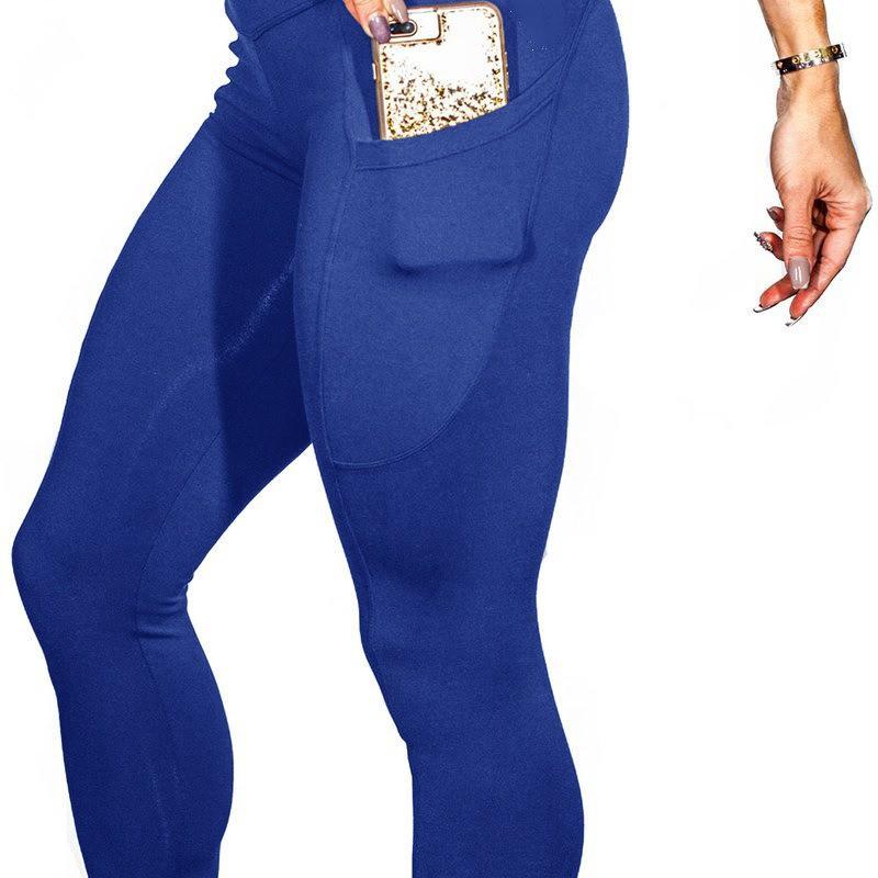 High-Waisted Yoga Leggings With Side Phone Pocket Running Workout Fitness Women