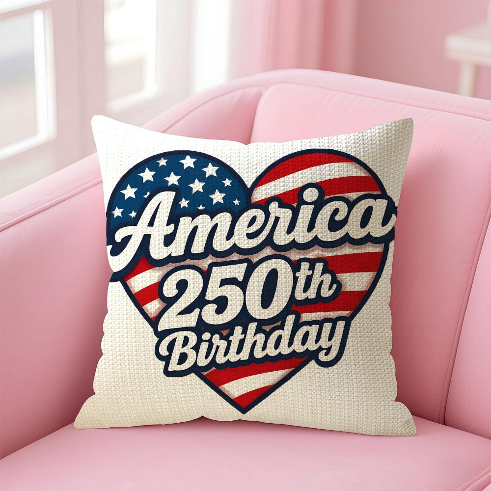 American Year Cushion Cover Natural Linen Pillow Case DoubleSided Print Decorative Sofa Pillowcase Home Decor Gift