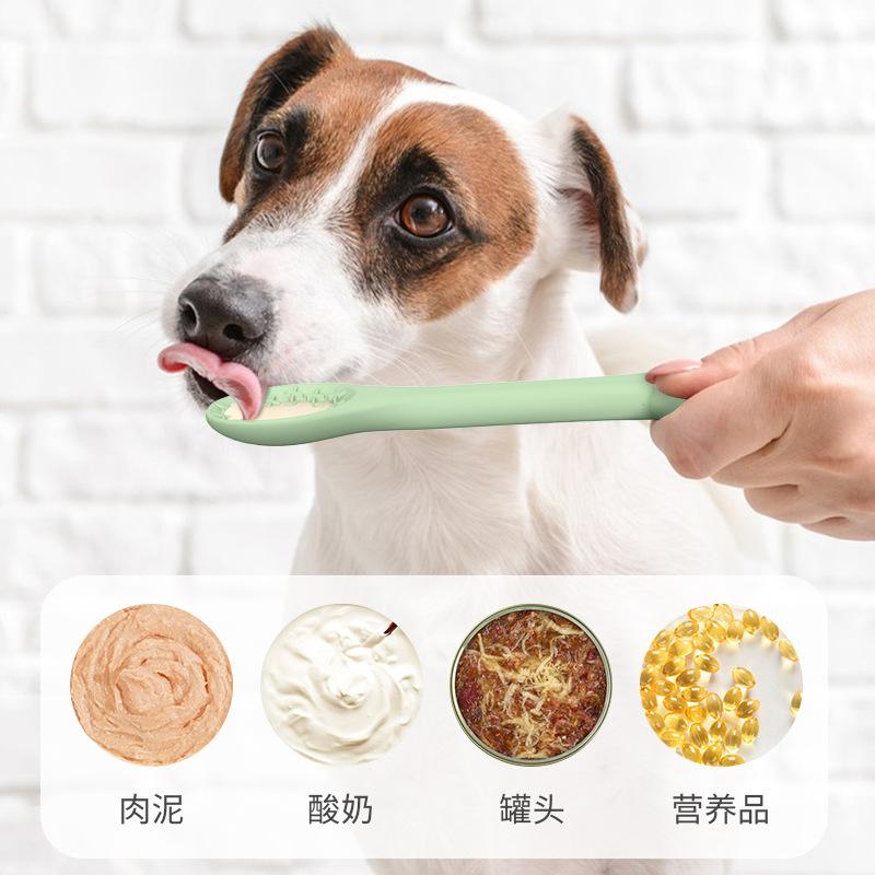 

New silicone pet puppy feeding spoon silicone pup slow food medicine spoon pet cat slow food silicone spoon рожевий