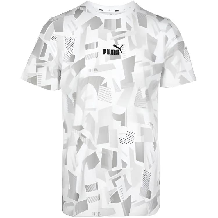 PUMA T Shirts Men's White Crew Neck Moderate Straight Fit (Unisex) T-Shirts 586045 02