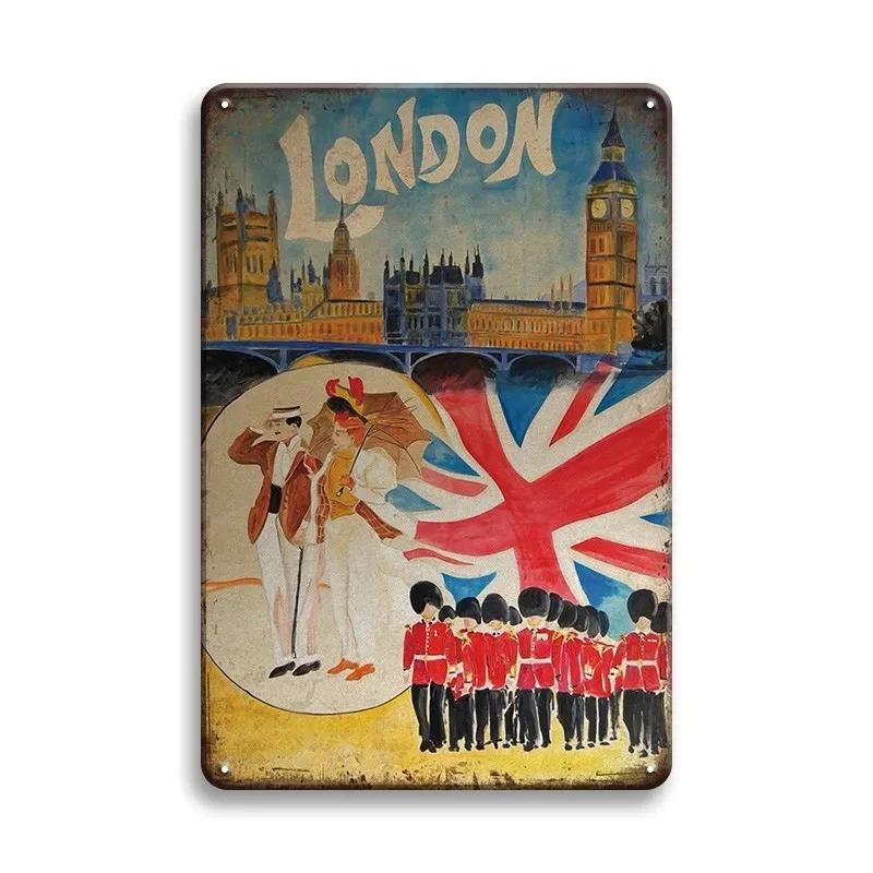 Vintage Travel Cities Metal Tin Signs PARIS IMALIBU CHICAGO Iron Painting Retro Posters Home Wall Art Decor Room Decoration