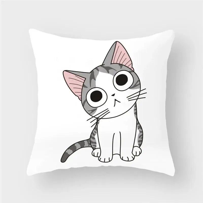 45x45cm Funny Cute Cat Cushion Cover Cartoon Pet Pillowcase for Living Room Sofa Bedroom Home Decoration Pillowcase
