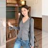Korean new autumn and winter wear with breasted buttons knitted cardigan V-neck long-sleeved slim-fitting bottom with thin top women's clothing