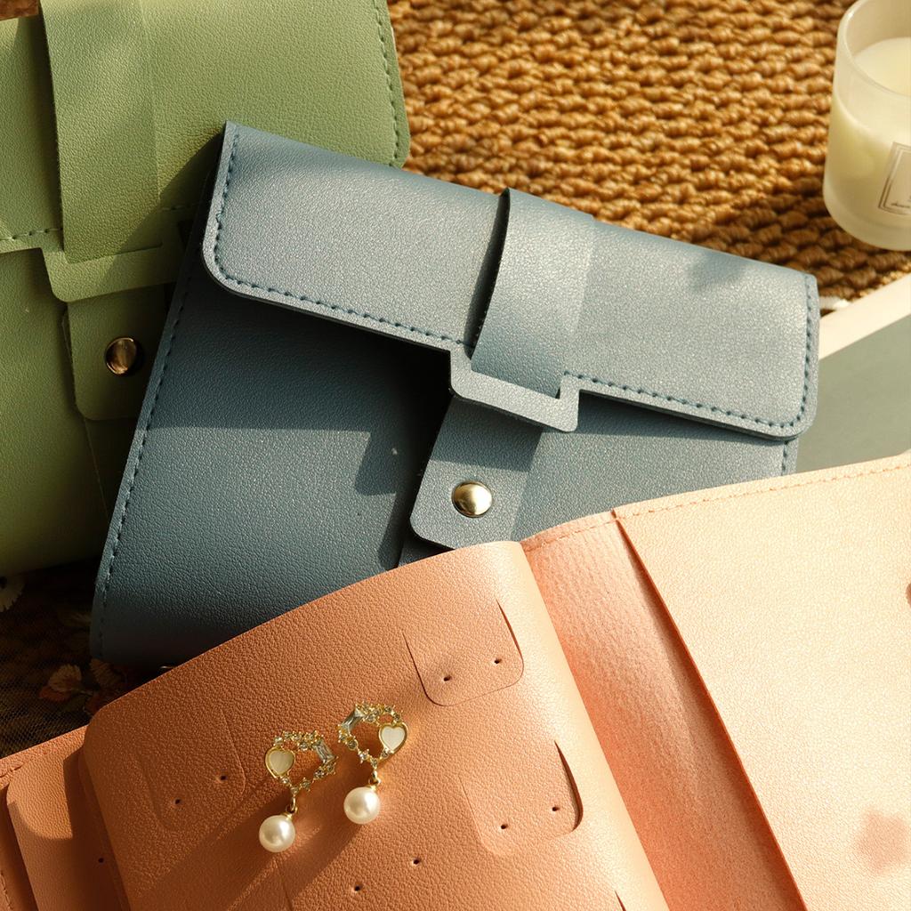 1PC PU Leather Ear Stud Storage Bag Multi-layer Jewelry Finishing Storage Organizer Book Type Storage Bag For Earrings Rings