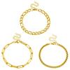 Gold Plated Layered Chain Bracelet Set Cuban Link Paperclip Rope Chain Jewelry
