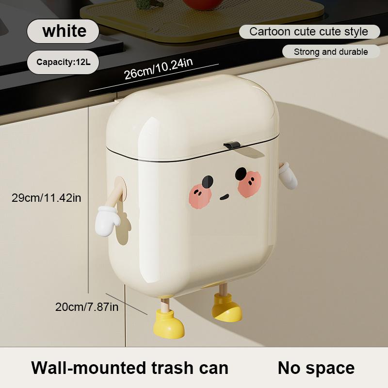 

Настенное мусорное ведро с милым мультяшным дизайном, крышка с плавным закрыванием, водонепроницаемое, узкое, экономящее место для кухни, ванной комнаты