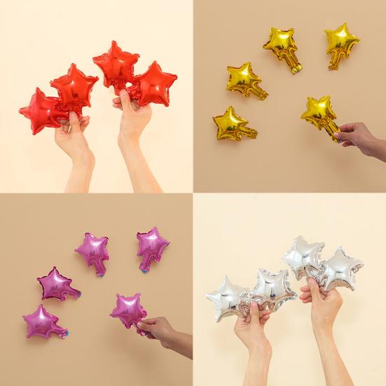 10 szt. Balony foliowe pentagram Kreatywny kształt Jasny kolor Przeciwwybuchowe Oszałamiający efekt wizualny Style Balony foliowe pentagram w kształcie serca Balony ślubne