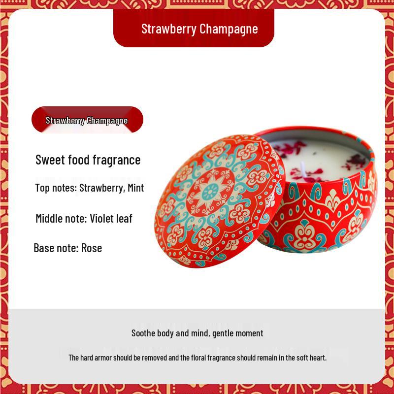 Ethnic Style Aromatherapy Candle Gift Set with Tinplate Dried Flowers