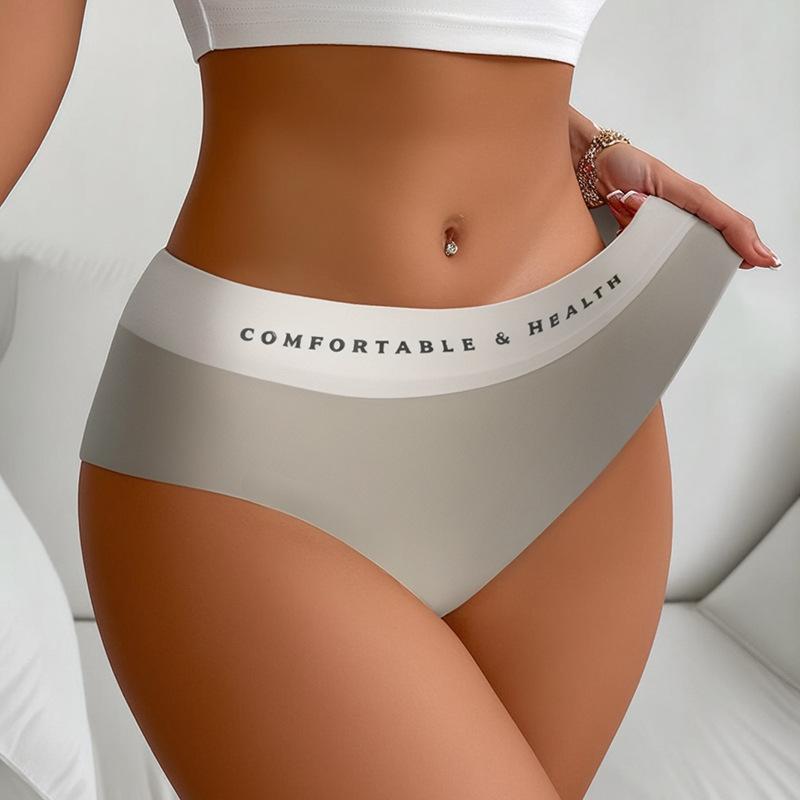 Damen Frühling und Sommer Farbkombination Farbe Eis Seide Spurlos Hoher Rückprall Bequem Hohe Taille Slips