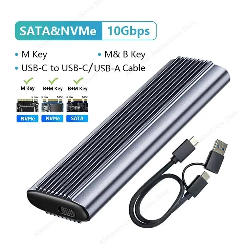 USB3.1 M.2 SSD Gehäuse Mobiles Gehäuse Unterstützt NVME SATA Typ-C Massives Metall Externes Festplattengehäuse Laptop Telefon SSD