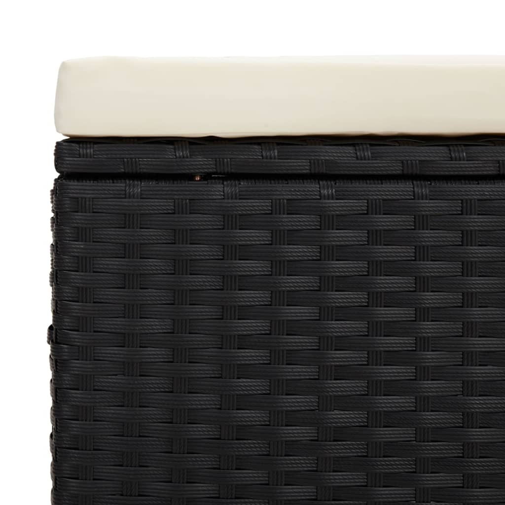 Black Footstool with Cushion 40 x 30 x 40 cm Poly Rattan
