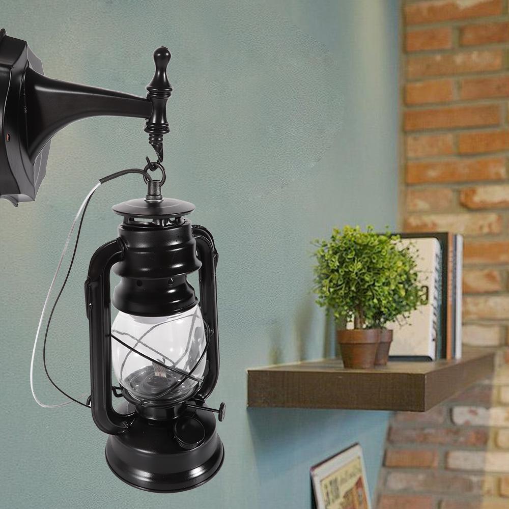 Bymaocar 220V Black Retro Vintage Rustic Lantern Lamp Wall Sconce,Indoor Outdoor Lighting Fixture with E27 LED Bulb Fit 5m² Area