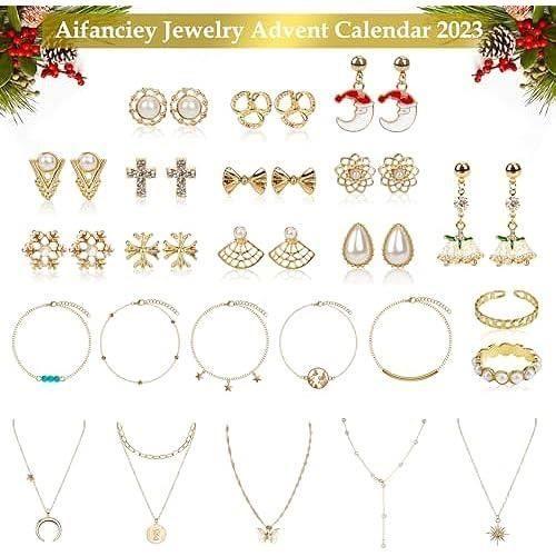 Calendrier de l'Avent Bijoux - Aifanciey - 24pcs - Femme - Alliage - Bleu