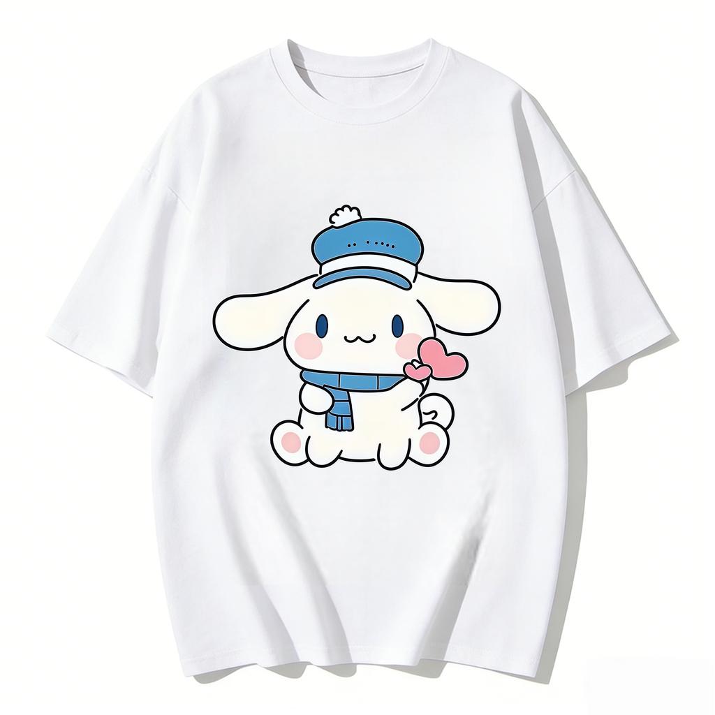 2026 New Cinnamoroll Sailor Hat Heart Cartoon Print Tshirt Family Matching Outfits Casual Short Sleeve Tee for Women Unisex Kids